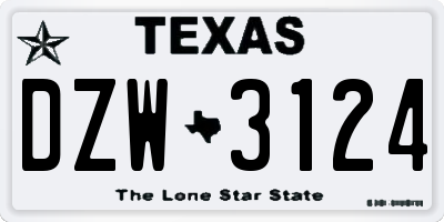 TX license plate DZW3124