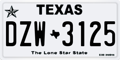 TX license plate DZW3125