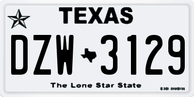 TX license plate DZW3129