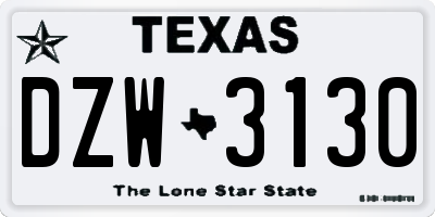 TX license plate DZW3130