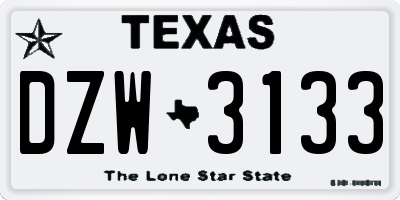 TX license plate DZW3133