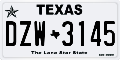 TX license plate DZW3145