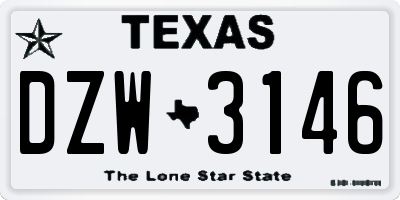 TX license plate DZW3146
