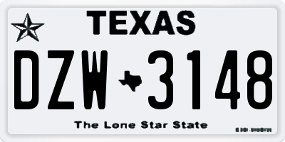 TX license plate DZW3148