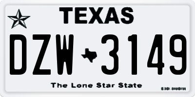TX license plate DZW3149