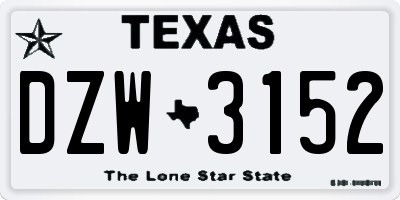 TX license plate DZW3152