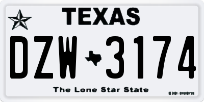 TX license plate DZW3174