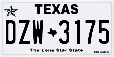 TX license plate DZW3175