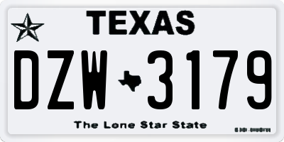 TX license plate DZW3179
