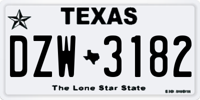 TX license plate DZW3182