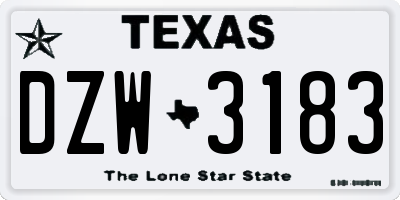 TX license plate DZW3183
