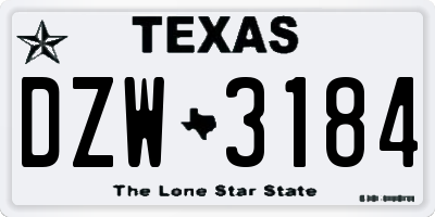 TX license plate DZW3184