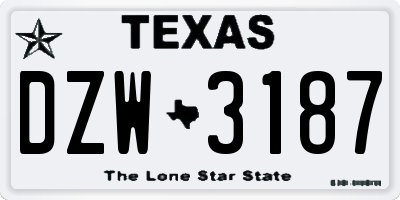 TX license plate DZW3187