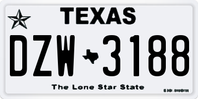 TX license plate DZW3188