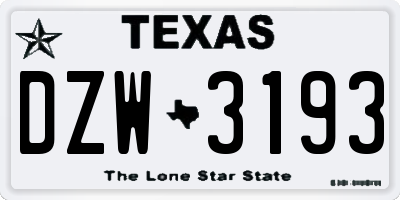 TX license plate DZW3193