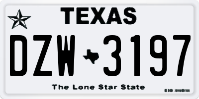 TX license plate DZW3197
