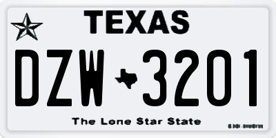 TX license plate DZW3201