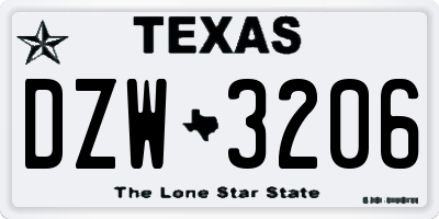 TX license plate DZW3206