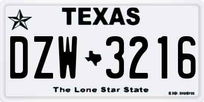 TX license plate DZW3216