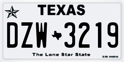 TX license plate DZW3219