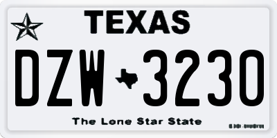 TX license plate DZW3230