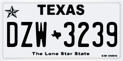 TX license plate DZW3239