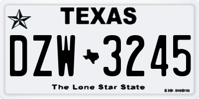 TX license plate DZW3245