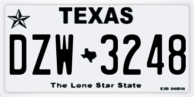TX license plate DZW3248