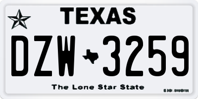 TX license plate DZW3259
