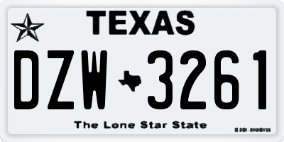 TX license plate DZW3261