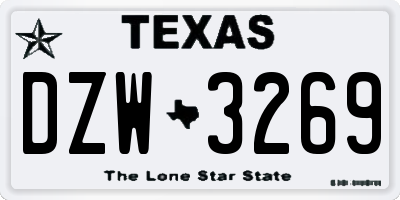 TX license plate DZW3269