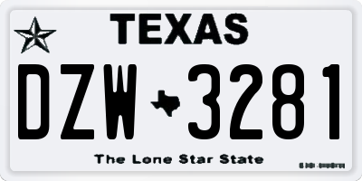 TX license plate DZW3281