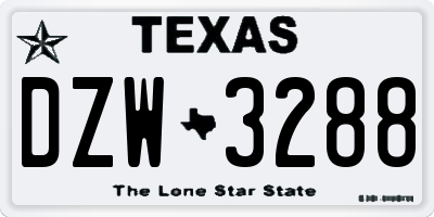 TX license plate DZW3288