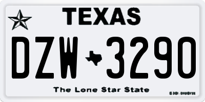 TX license plate DZW3290