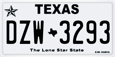 TX license plate DZW3293