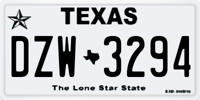 TX license plate DZW3294