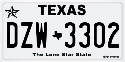 TX license plate DZW3302