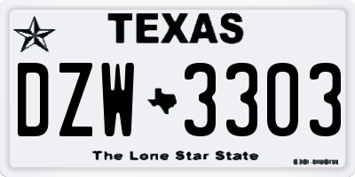 TX license plate DZW3303