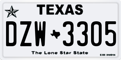 TX license plate DZW3305