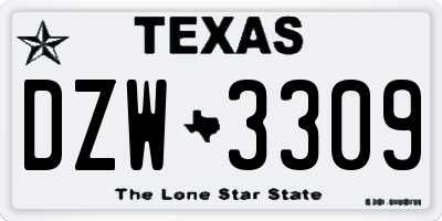 TX license plate DZW3309