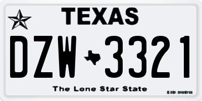 TX license plate DZW3321