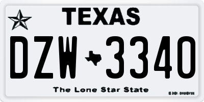 TX license plate DZW3340