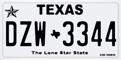 TX license plate DZW3344