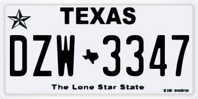 TX license plate DZW3347