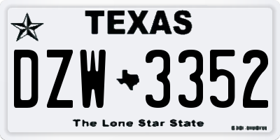 TX license plate DZW3352