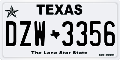 TX license plate DZW3356