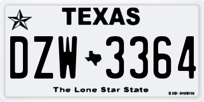 TX license plate DZW3364