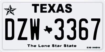 TX license plate DZW3367