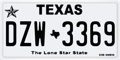 TX license plate DZW3369