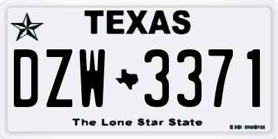 TX license plate DZW3371